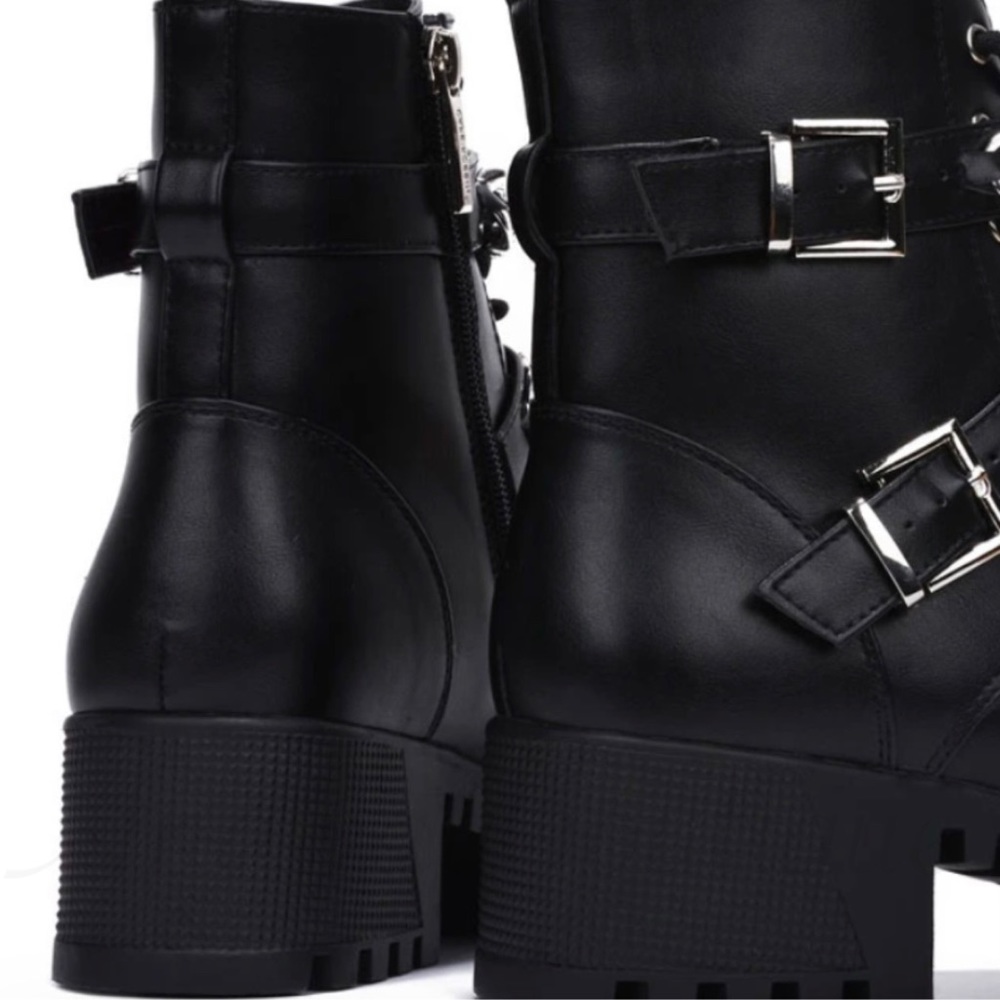 KYRA DOUBLE CHAIN STRAP COMBAT BOOTS - Picture 5 of 8